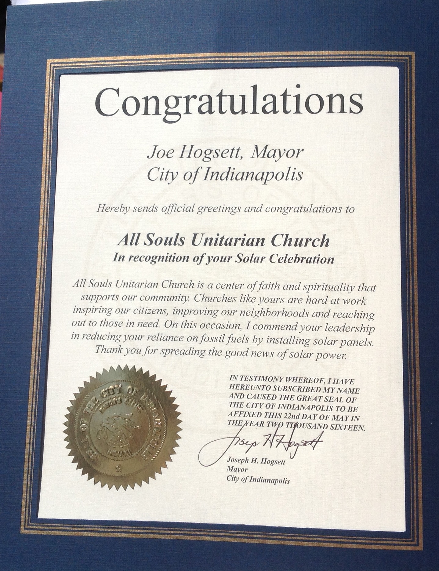 All Souls Proclamation from Mayor Hogsett